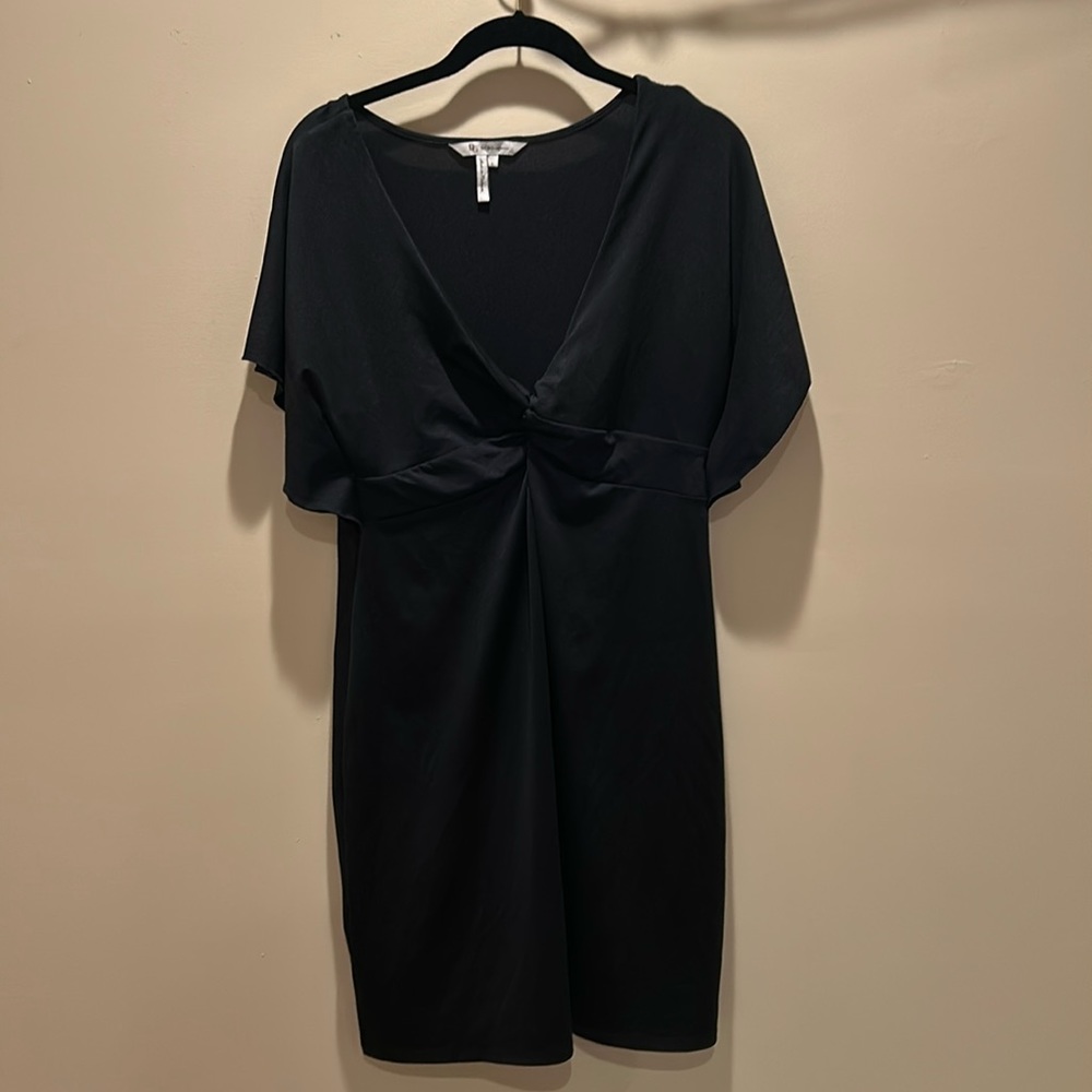 Black size L v neck flutter sleeve soft polyester comfortable and sexy